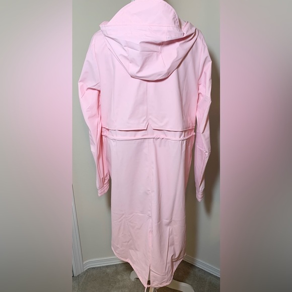 NWT Rains String Hooded Parka Spring Fall Rain Jacket Women Candy Pink Small - Picture 4 of 10